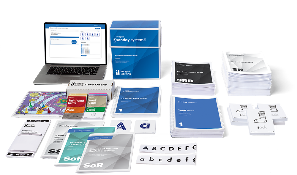 A laptop and tablet displaying Imagine MyPath product screens